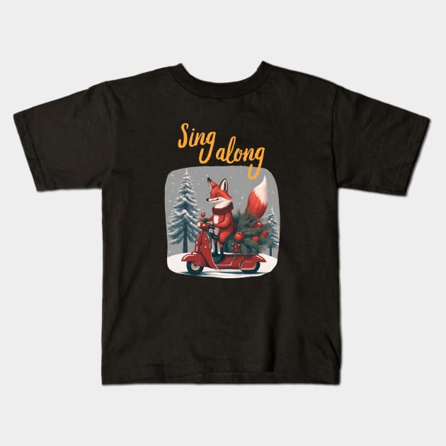 Christmas Melodies on Two Wheels Kids T-Shirt by Gatofiero